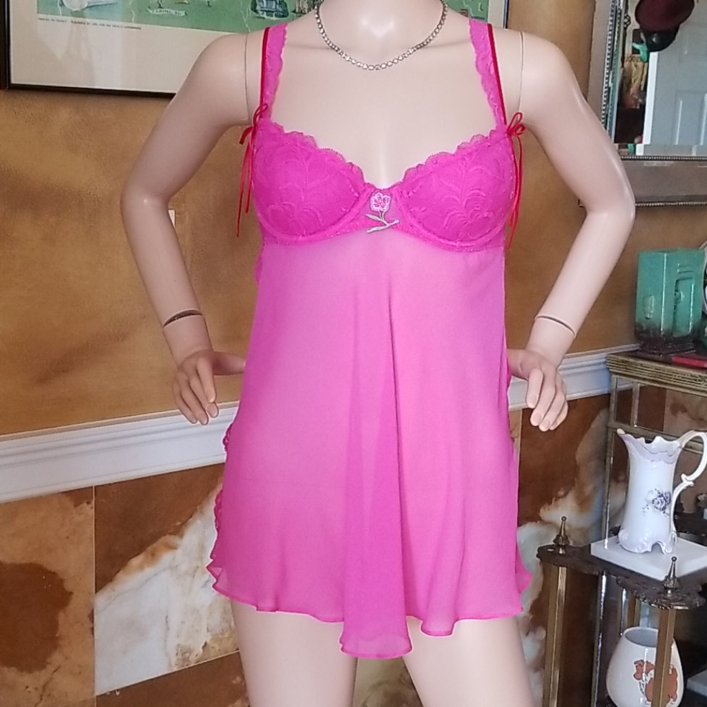 Sumptous Silk Victorias Secret Hot Pink Chemise